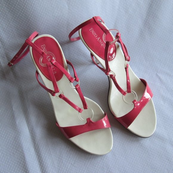 💗 ENZO ANGIOLINI DARK PINK PATENT STRAPPY SANDALS 7.5 💗 - Picture 3 of 16